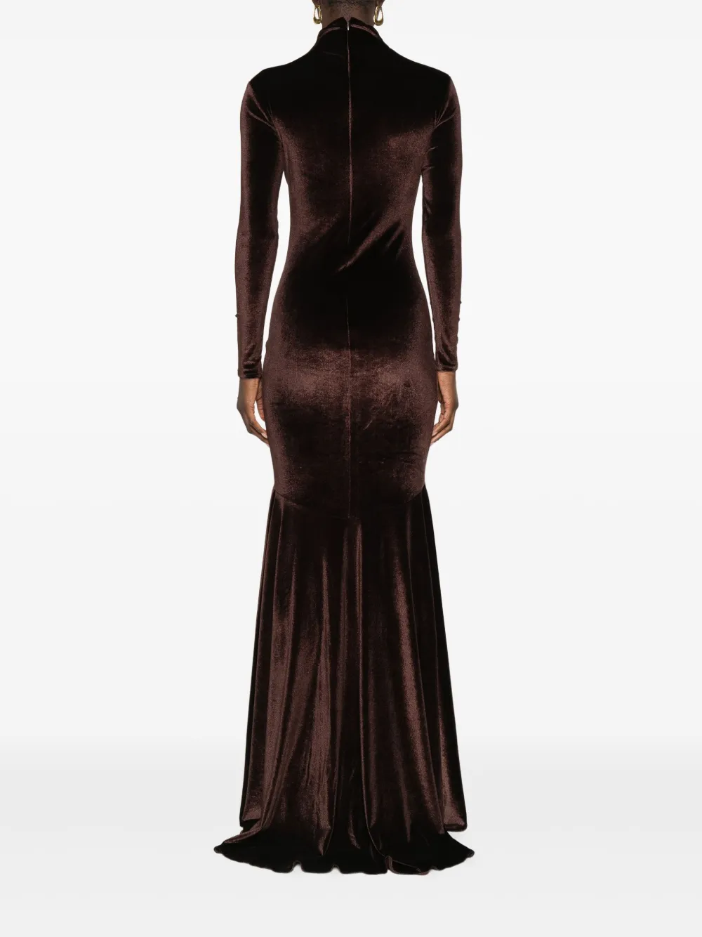 Atu Body Couture Velvet-finish Dress In Brown