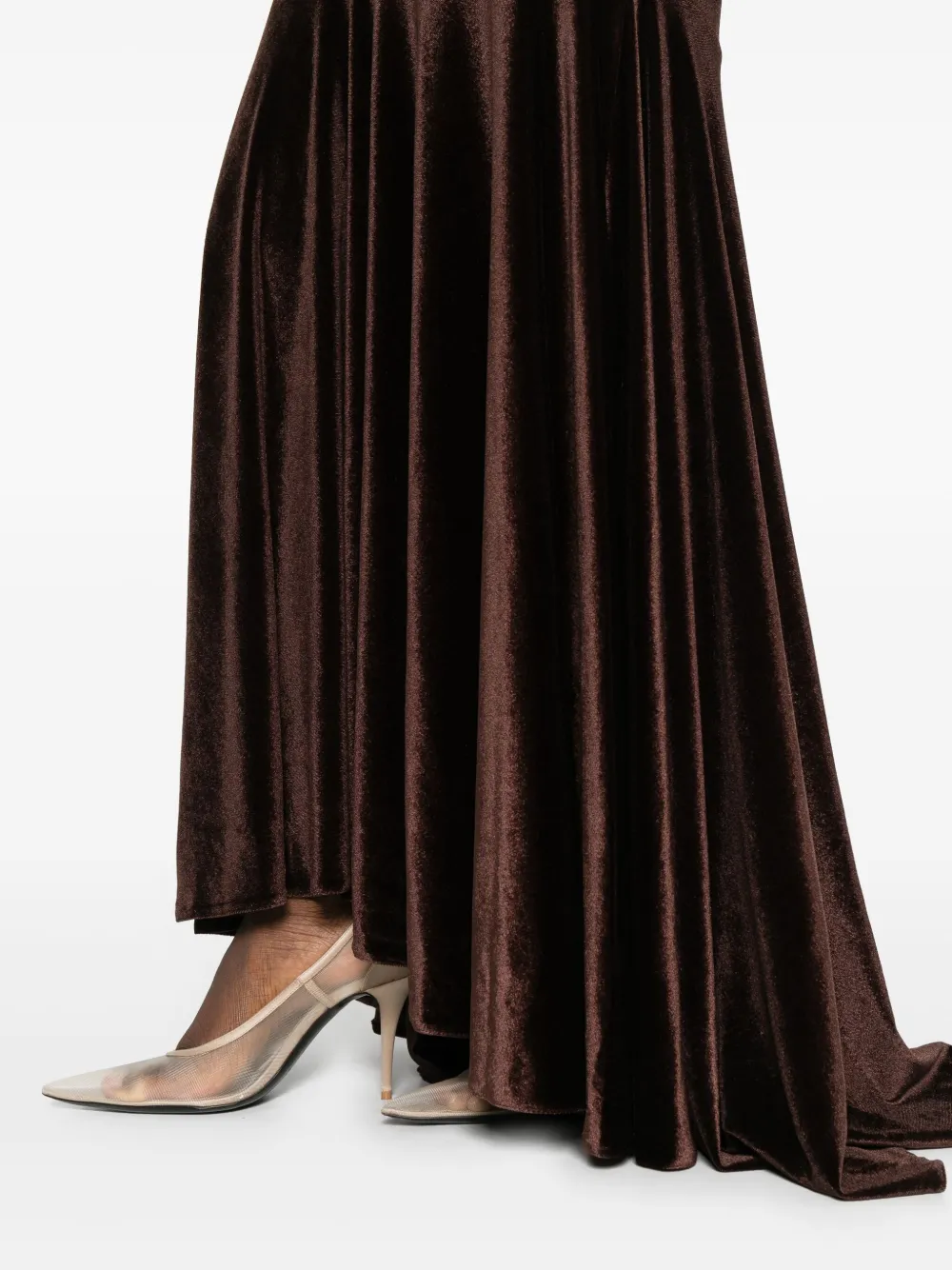 Atu Body Couture Velvet-finish Dress In Brown