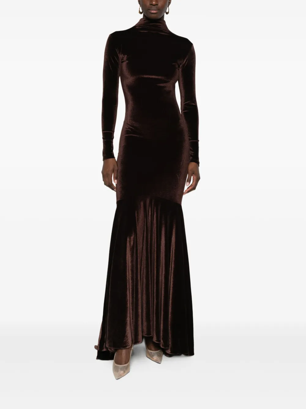 Atu Body Couture Jurk met fluwelen afwerking - Bruin