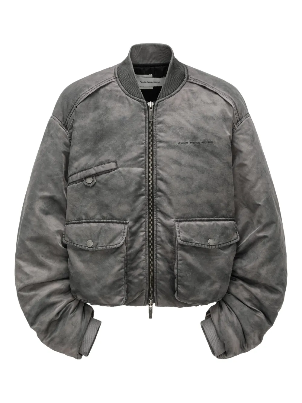 Feng Chen Wang flap-pocket zip-fastening logo-detailjacket | Grey | Image 1