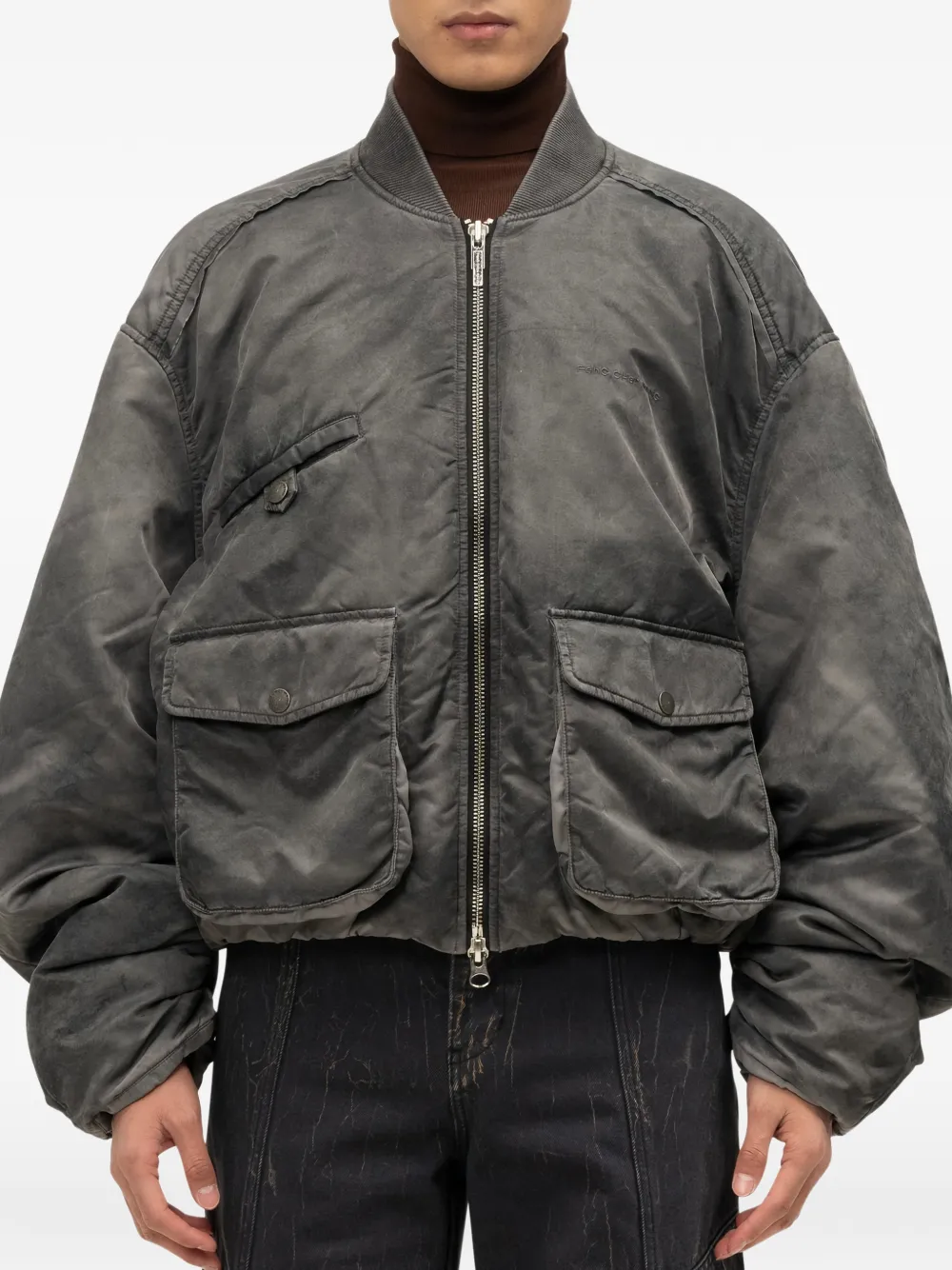 Feng Chen Wang Flap-pocket Zip-fastening Logo-detailjacket In Gray