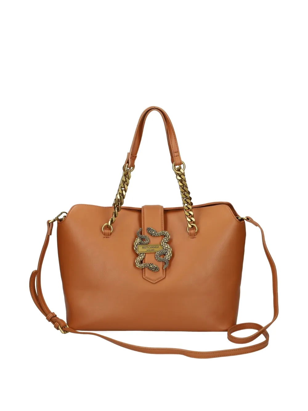 Just Cavalli Snake-plaque Tote Bag In Brown