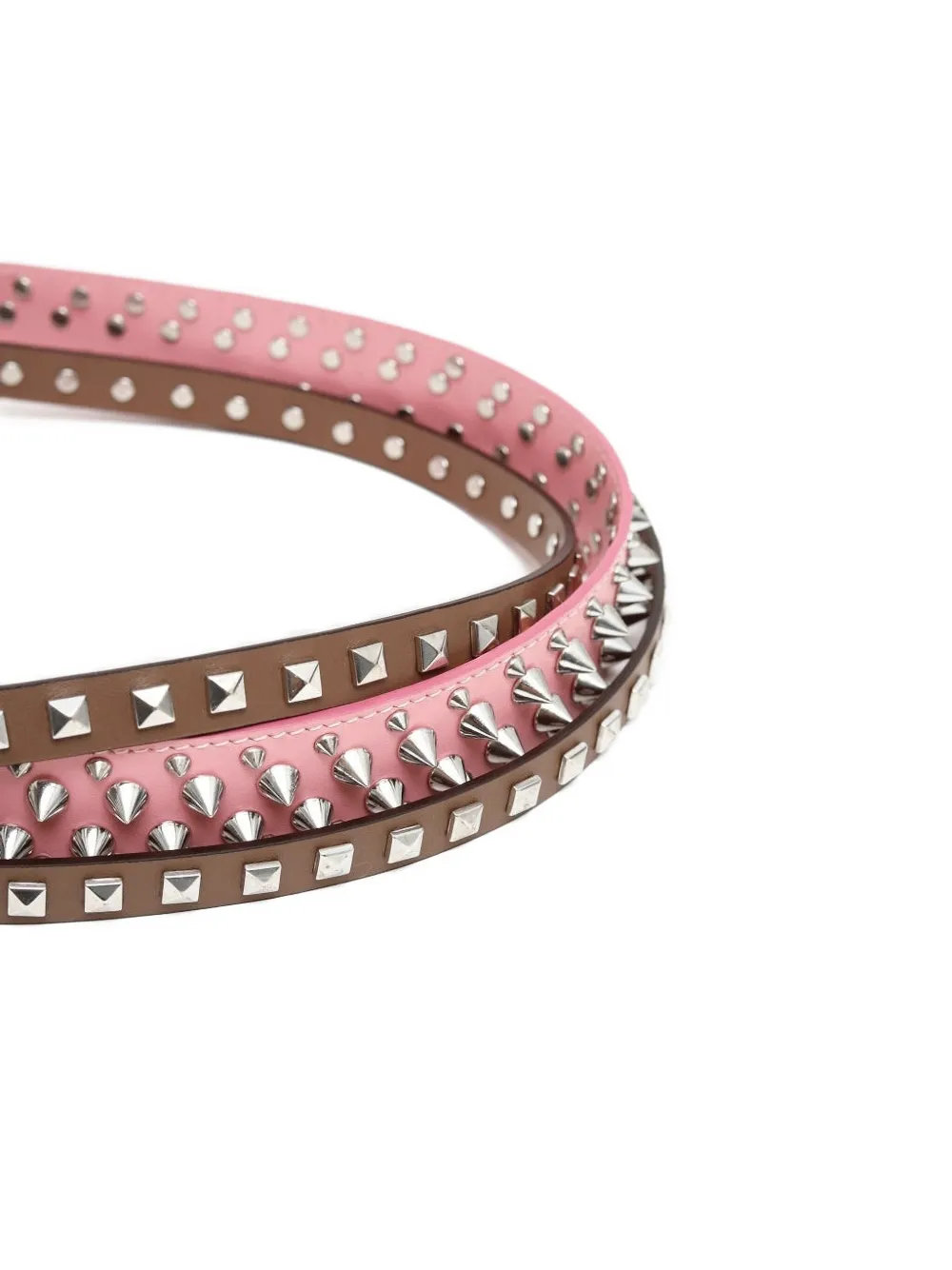 August Barron studded leather belt - Roze