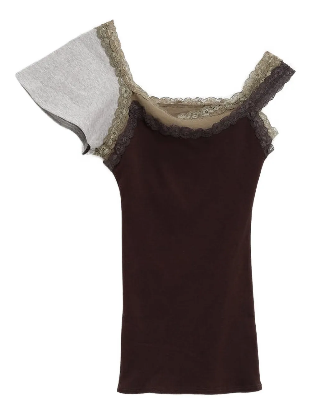 August Barron lace-trim top | Brown | Image 1