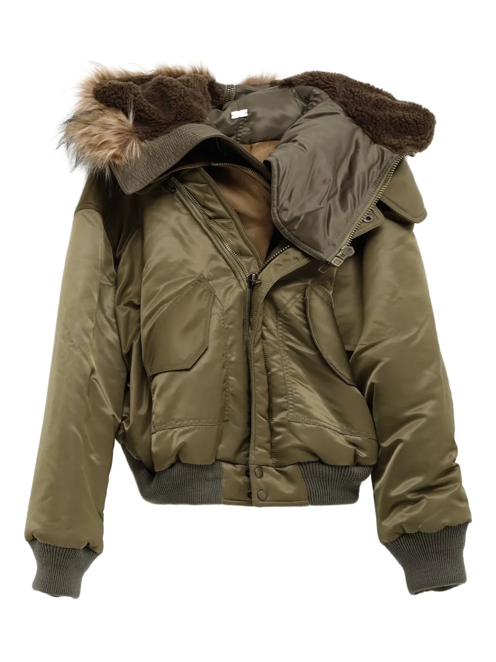 August Barron Fur Hooded Jacket In Green
