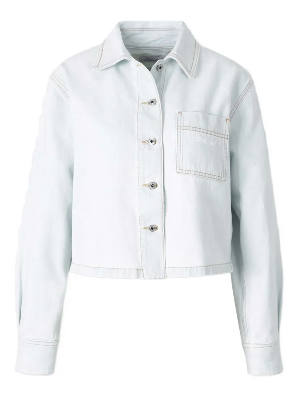 Off-white Button Stripes Jacket In Blue