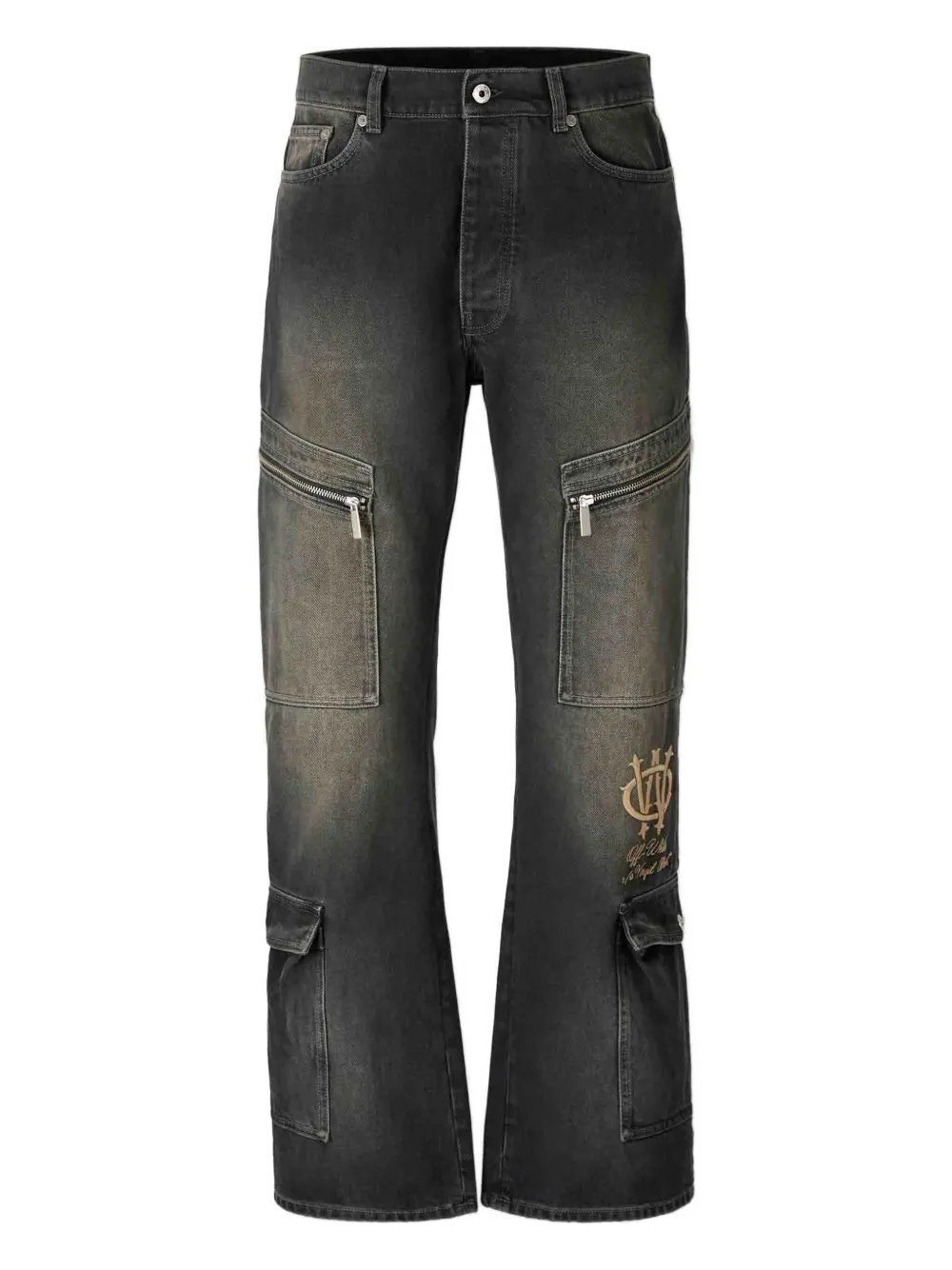 Off-white Flared Pocket Jeans In Gray