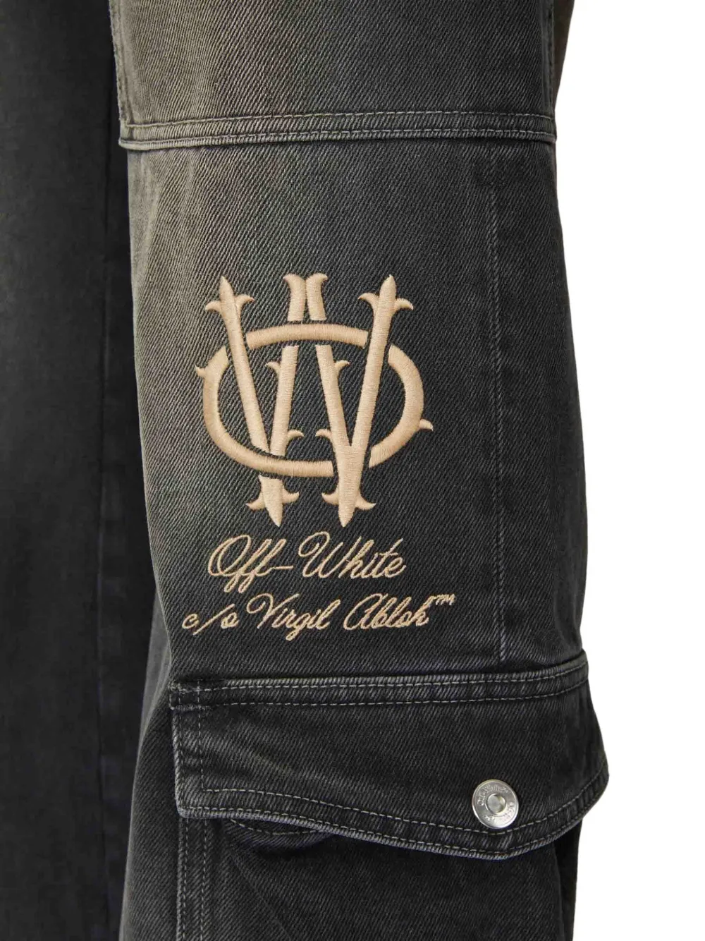 Off-white Flared Pocket Jeans In Gray