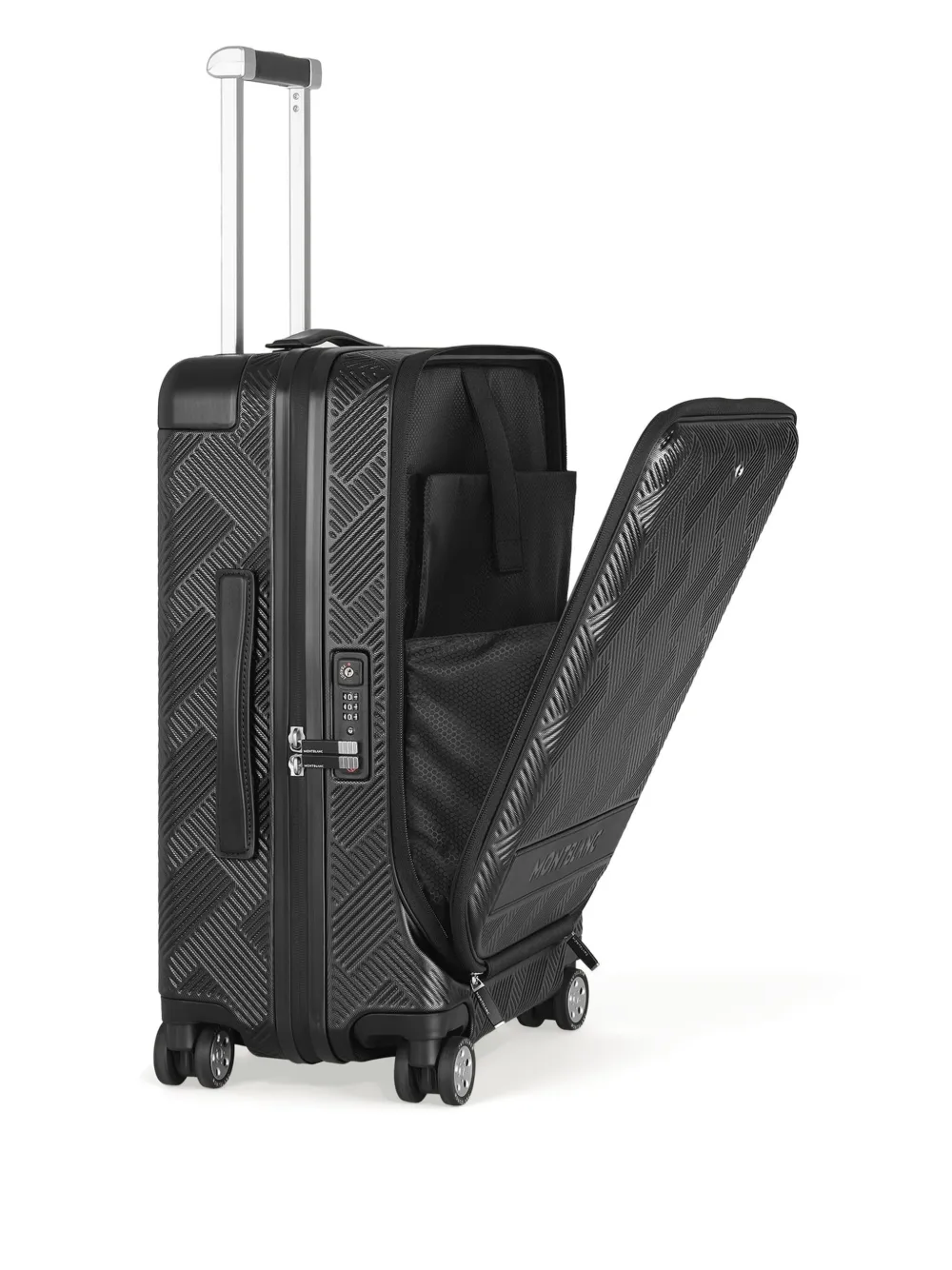 Montblanc Cabine rolkoffer met textuur Zwart