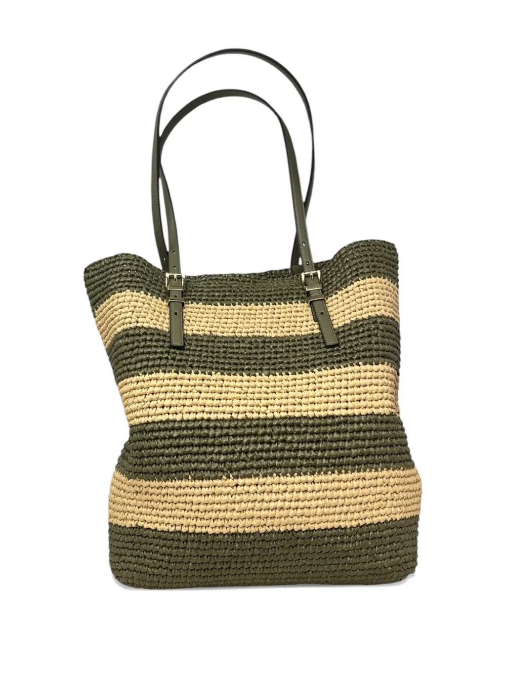 Michael Kors striped buckle tote - Groen