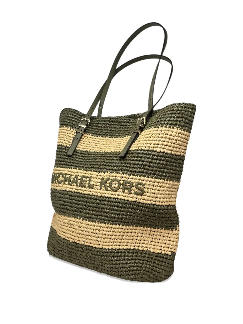 Michael Kors ストライプ ハンドバッグ - グリーン