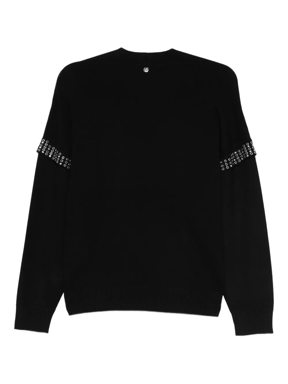 Liu •jo Eyelet-embellished V-neck Jumper In Black