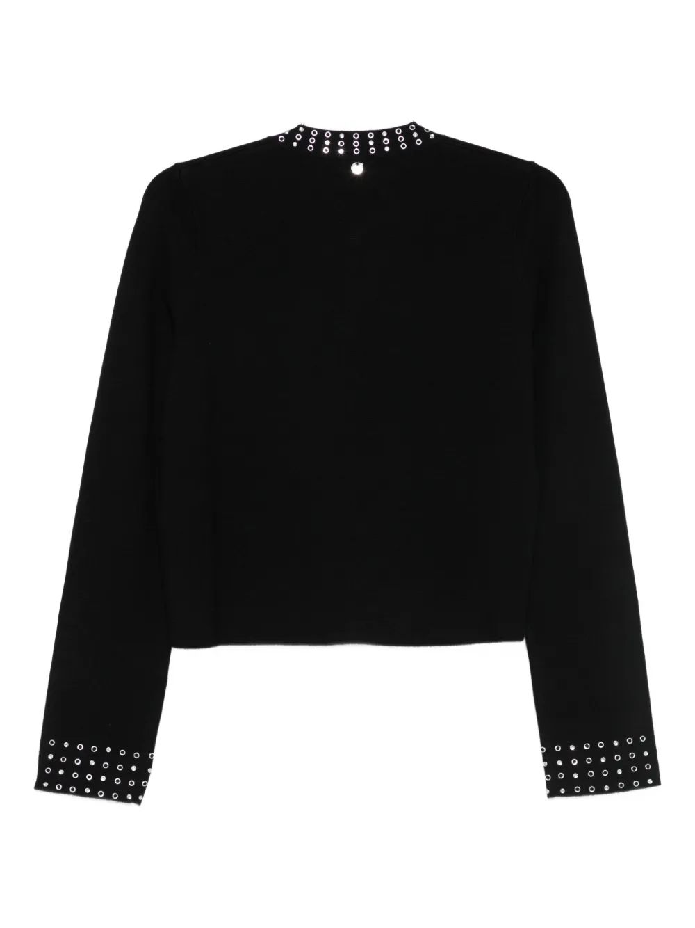 Liu •jo Eyelet-embellished Cardigan In Black