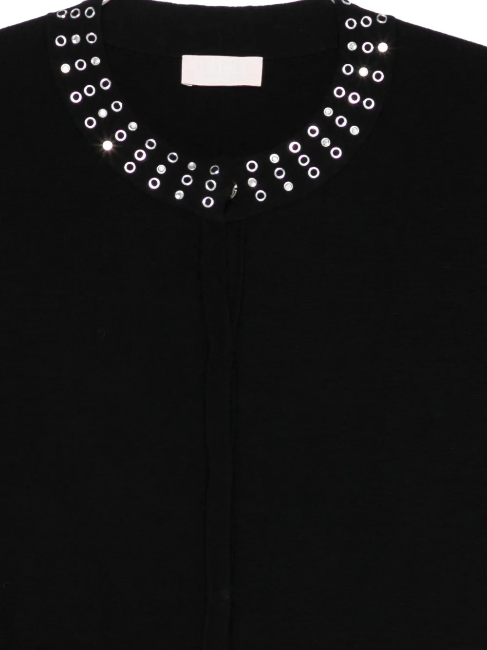 Liu •jo Eyelet-embellished Cardigan In Black