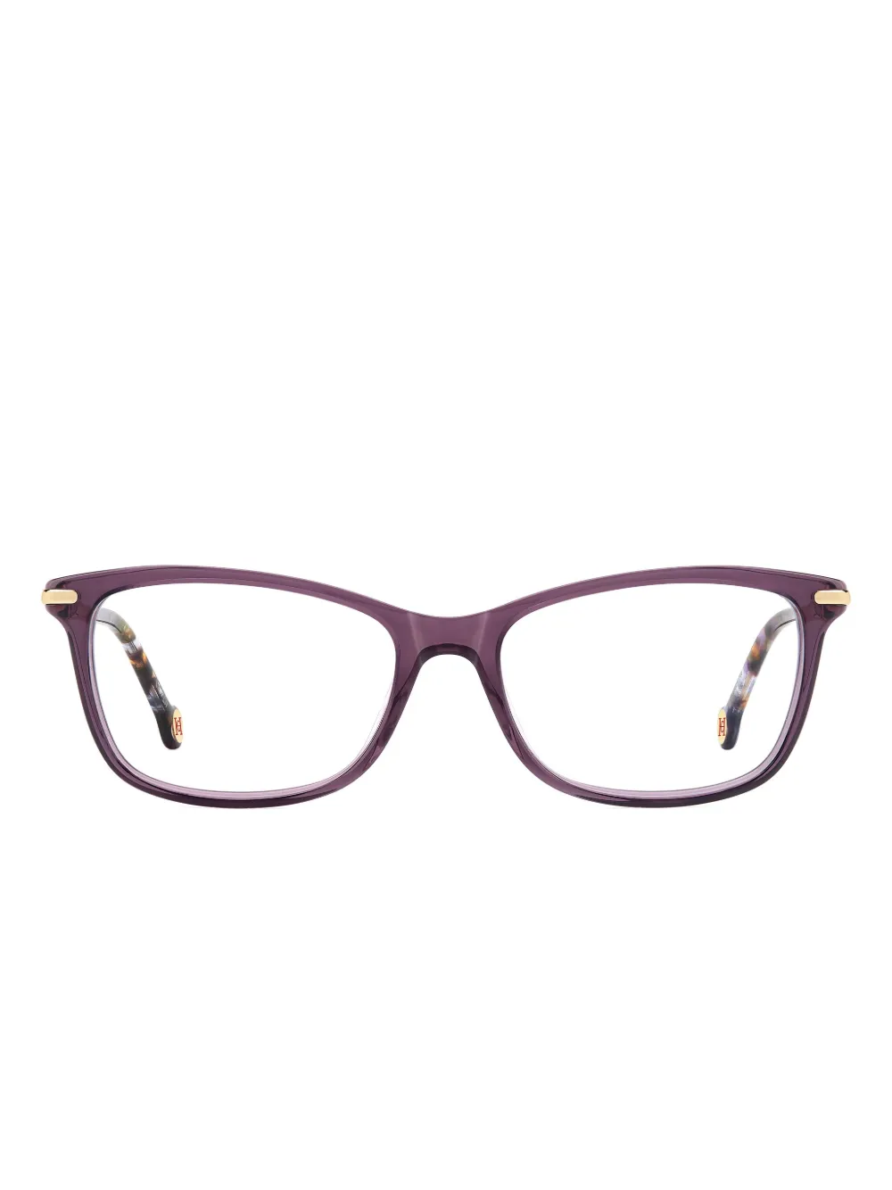 Carolina Herrera Square-frame Patterned-temples Glasses In Purple