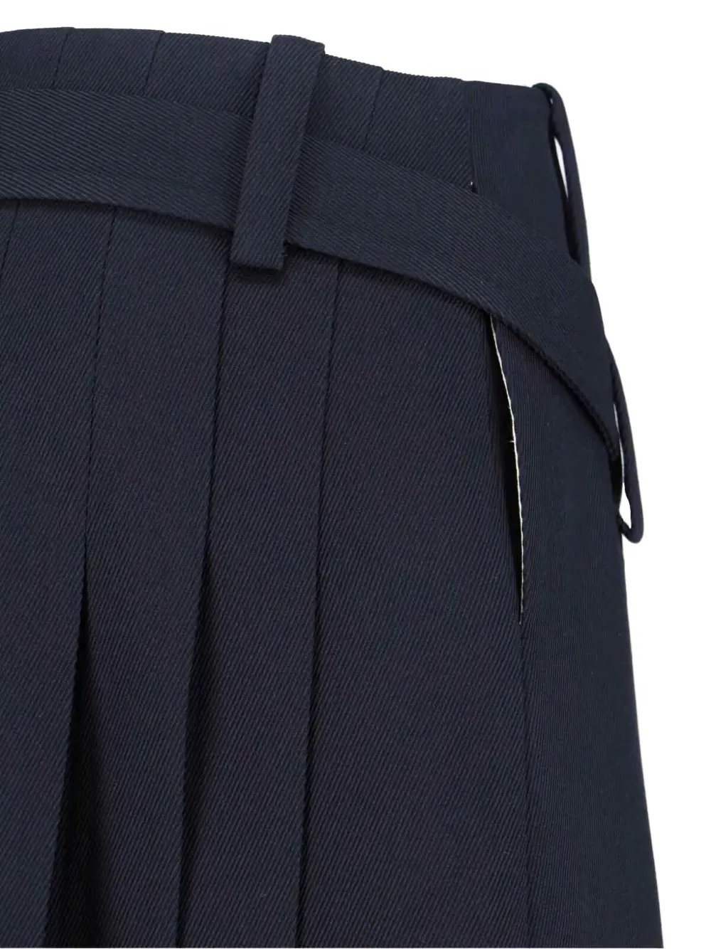 Sibel Saral Navy Wool Midi Skirt With Pleated Detail In Blue