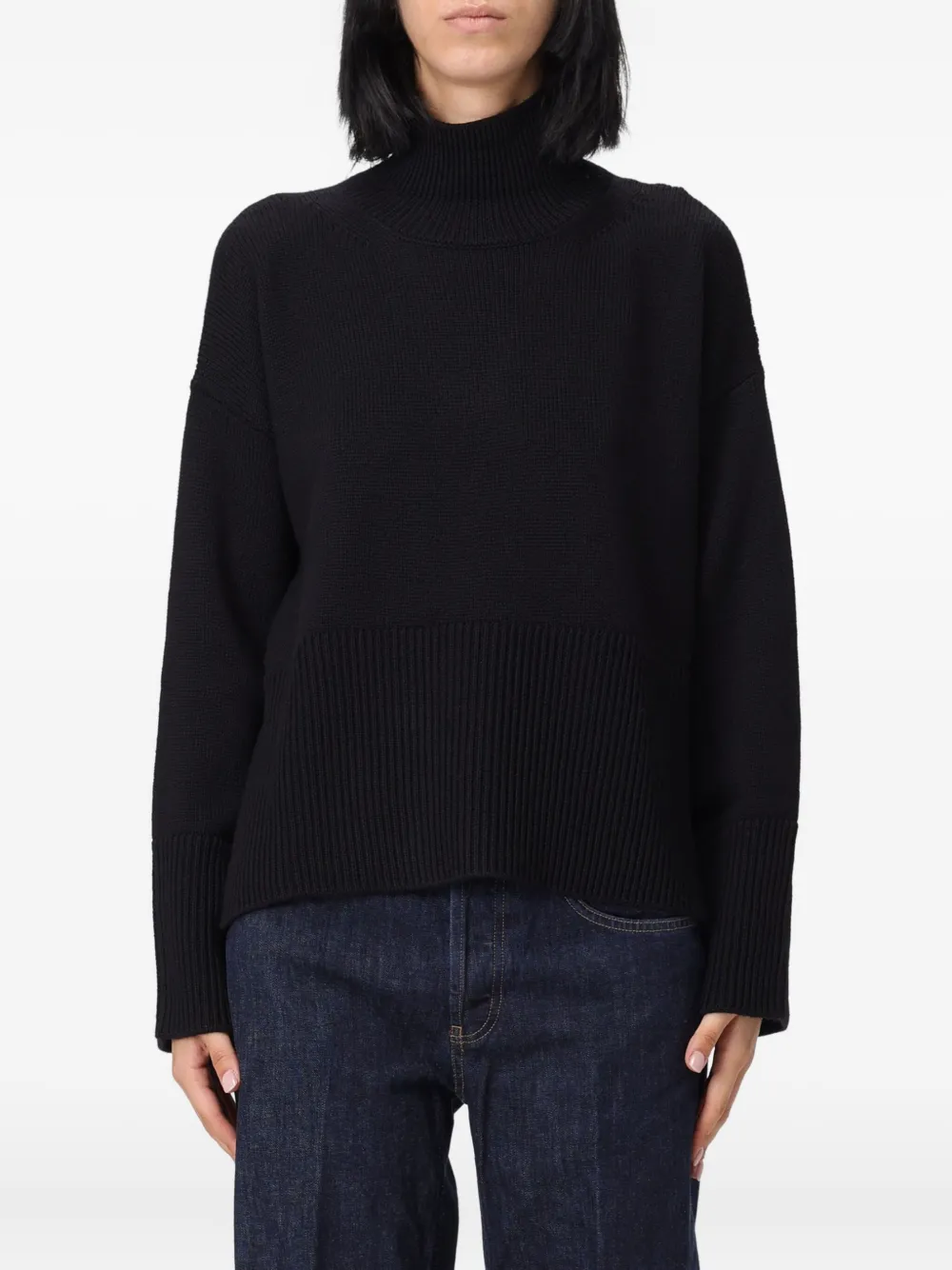Dondup Turtleneck Ribbed Sweater In Black