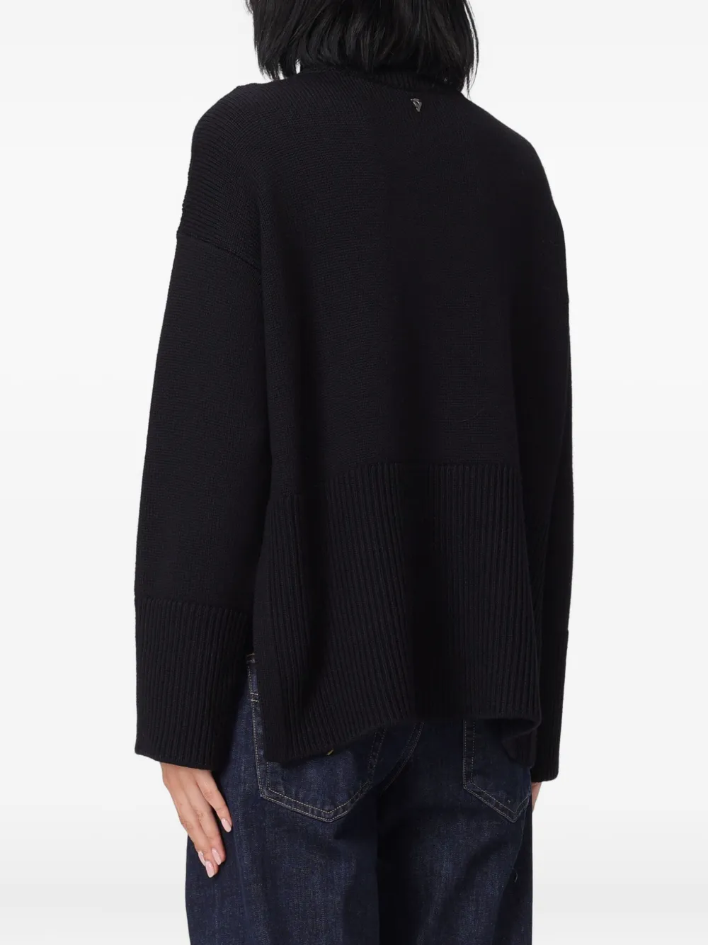 Dondup Turtleneck Ribbed Sweater In Black