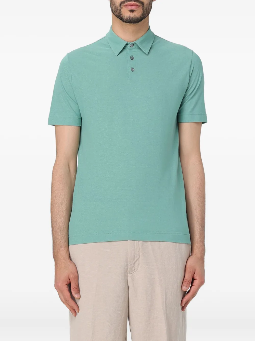 Zanone Buttoned Polo Shirt In Green