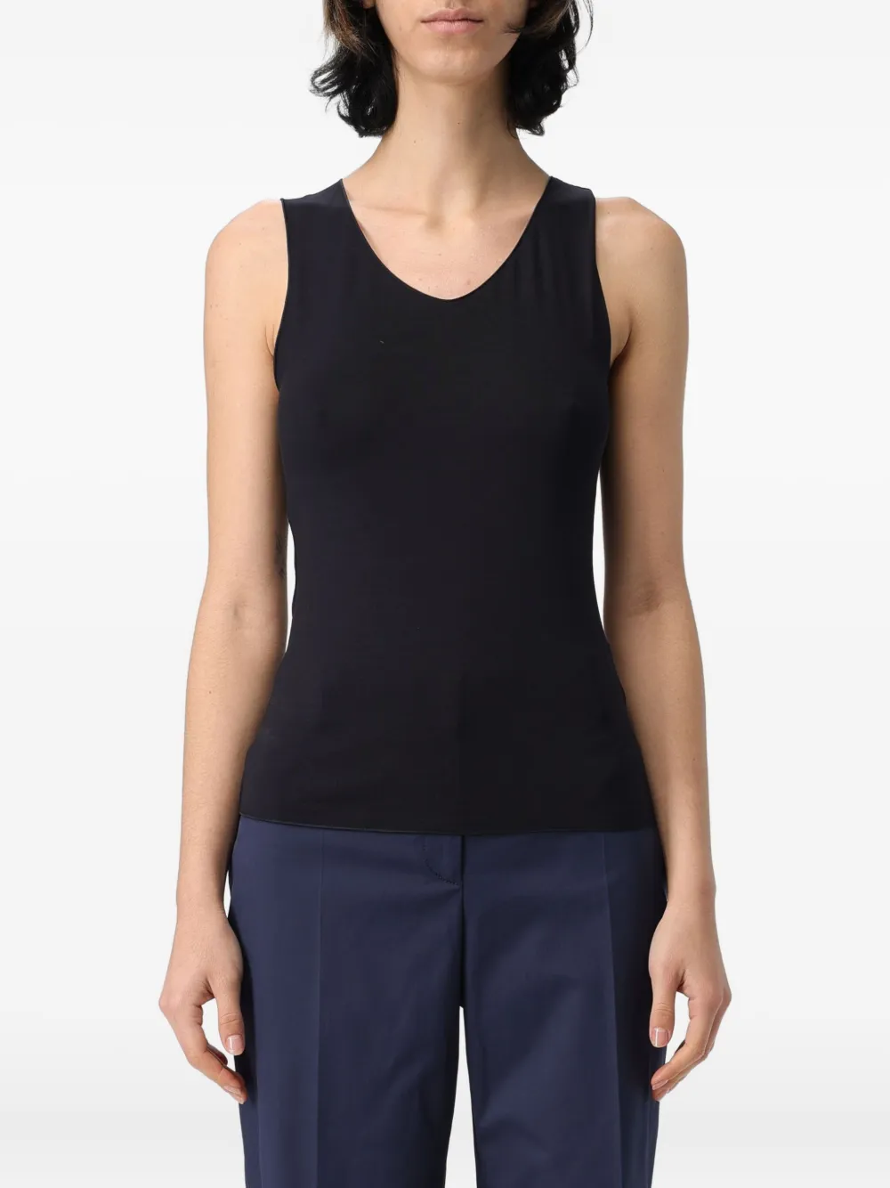 Emporio Armani V-neck jersey top - Nero