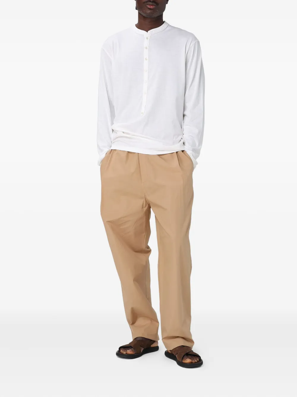Laneus buttoned long-sleeve T-shirt - Wit