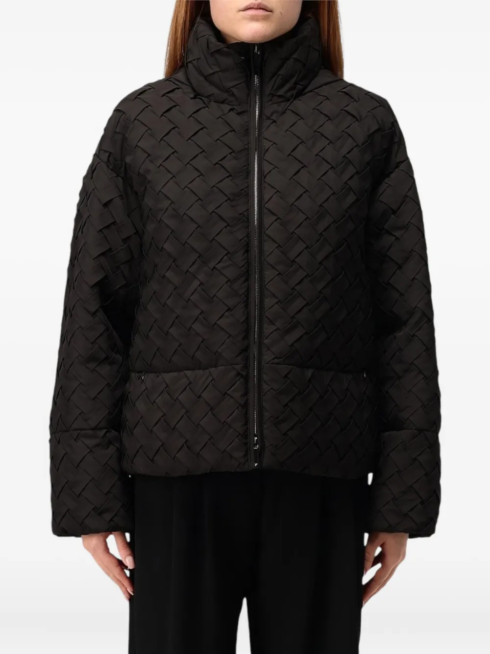 Emporio Armani Woven Jacket In Black