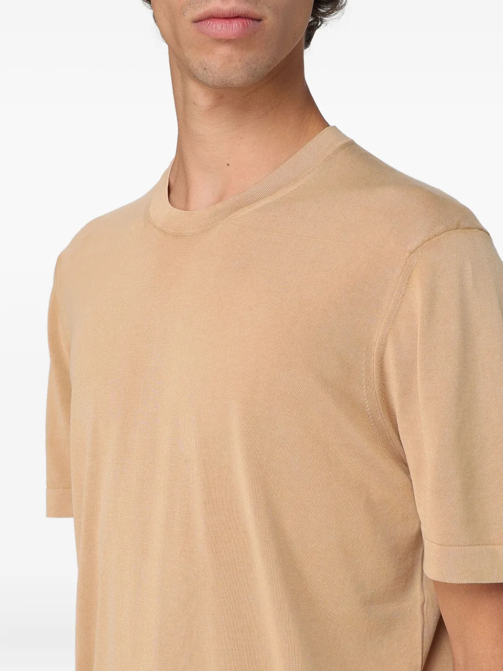 Drumohr Short-sleeve Frosted T-shirt In Brown