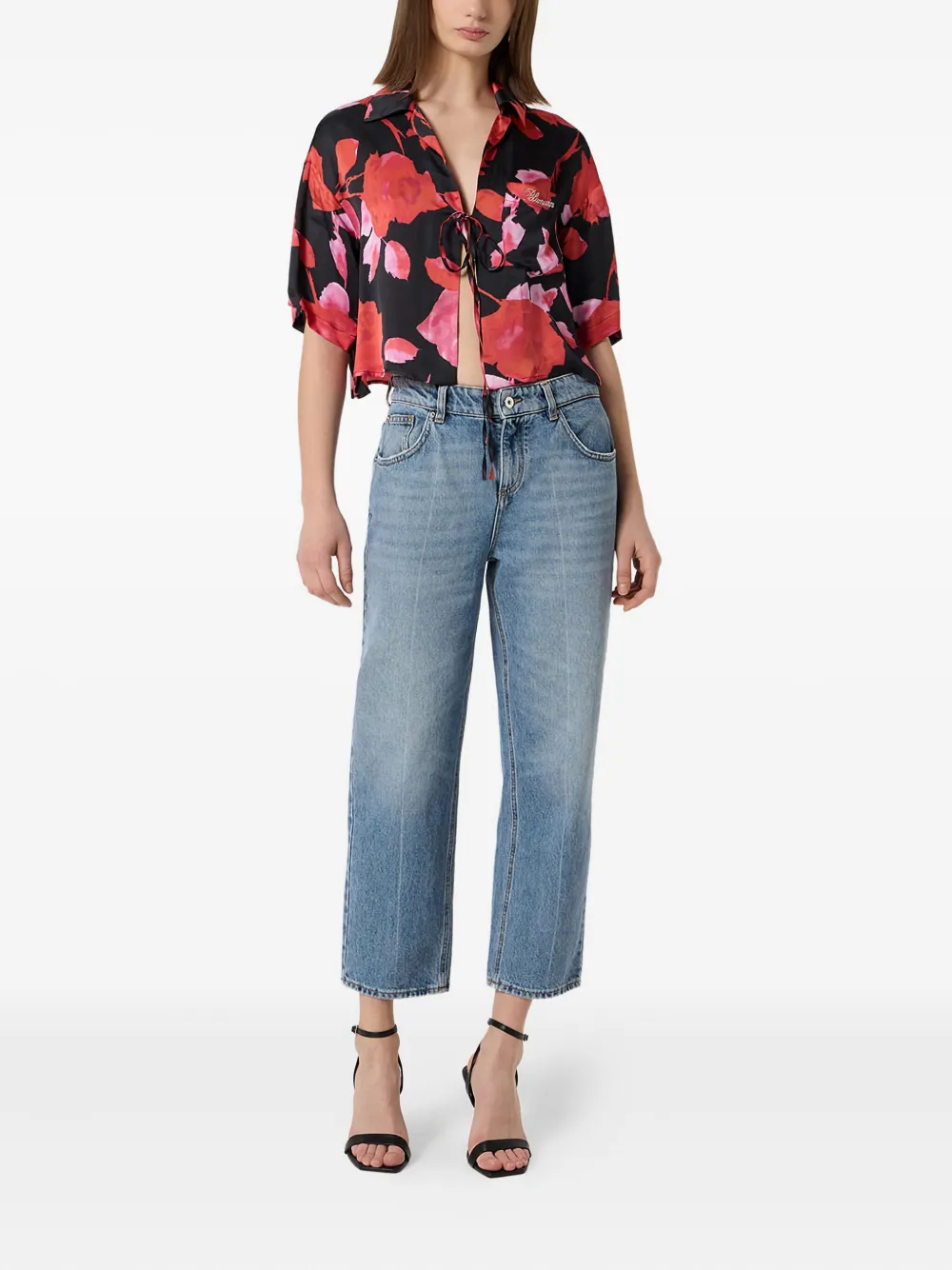 Blumarine whisker-effect jeans - Blauw