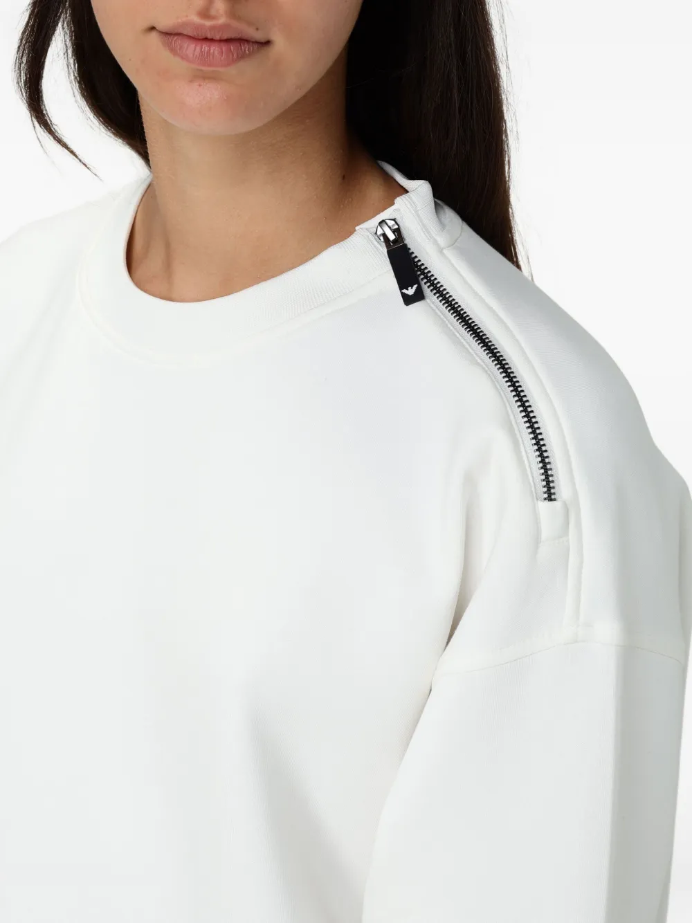 Emporio Armani Sweater met ritsdetail op de schouder Wit