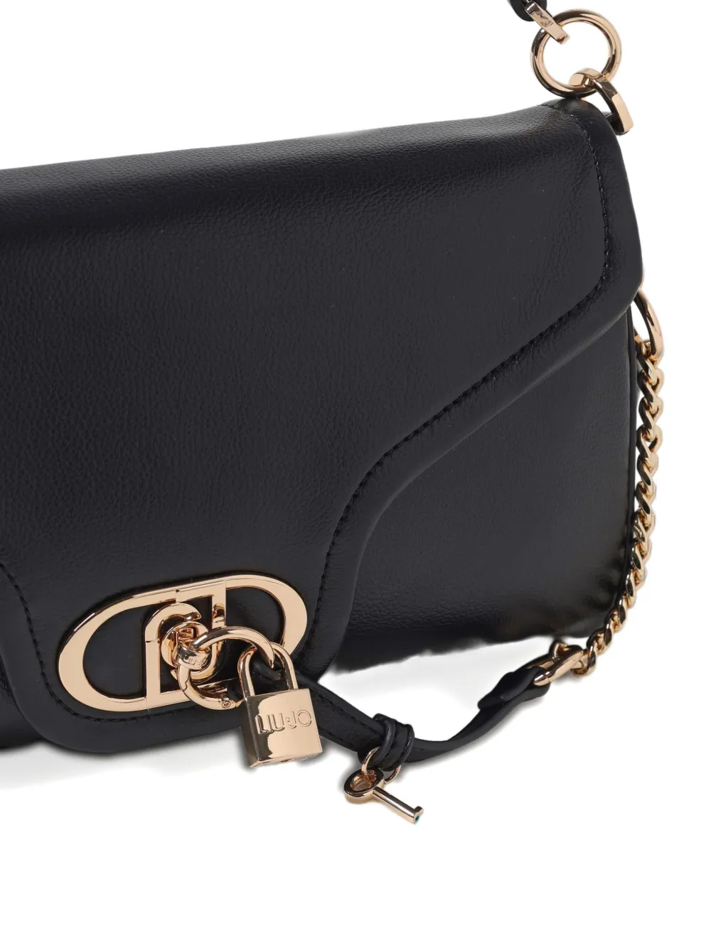 Liu •jo Medium Ecs Padlock Shoulder Bag In Black