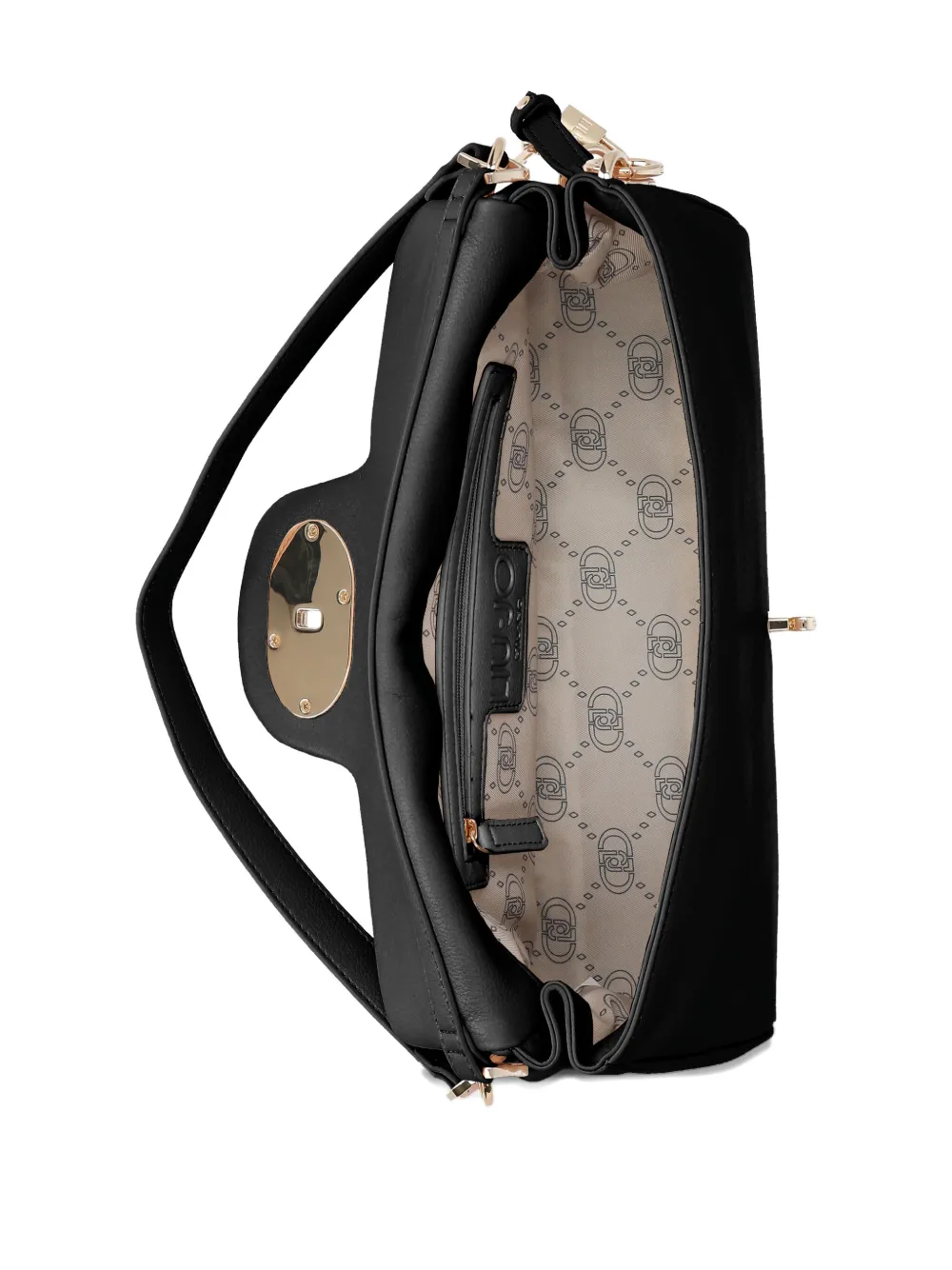 Liu •jo Medium Ecs Padlock Shoulder Bag In Black