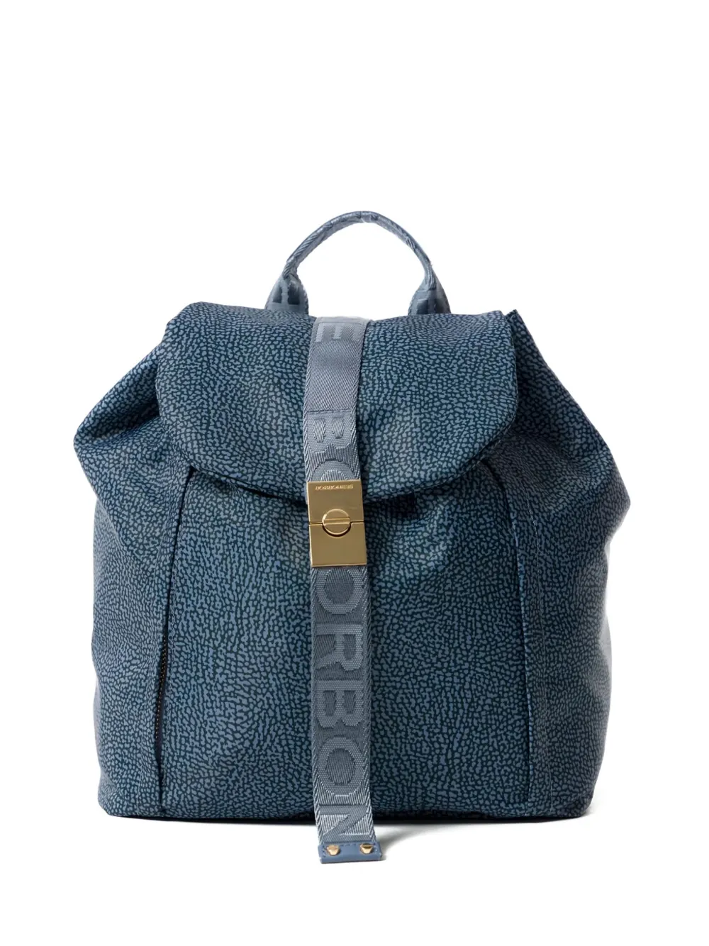 Borbonese medium logo strap backpack | Blue | Image 1