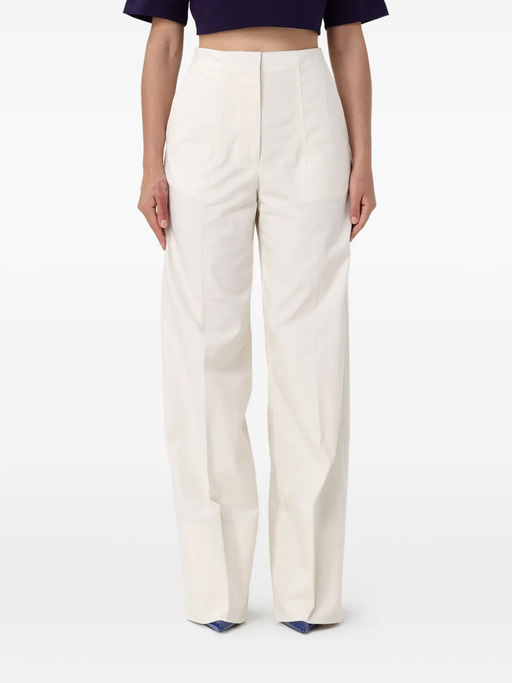 Msgm Prassed-crease Trousers In White