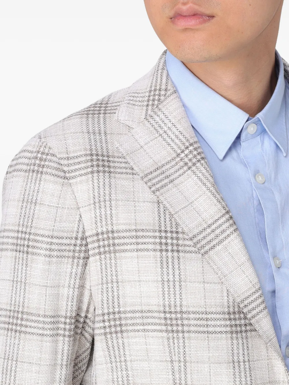 Tagliatore Geruit jack met knoop Grijs