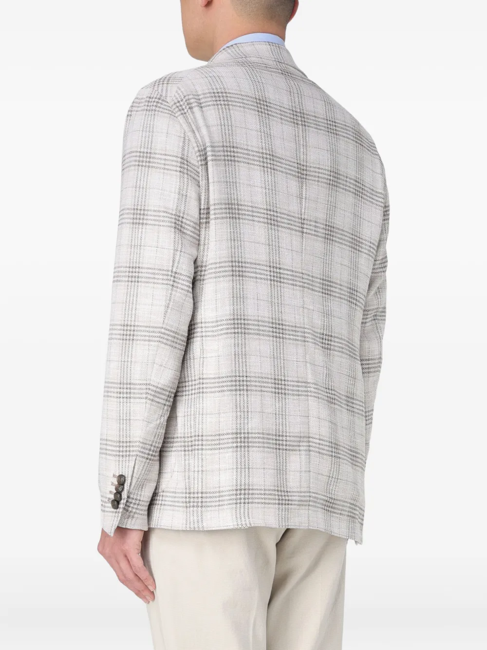 Tagliatore Geruit jack met knoop Grijs