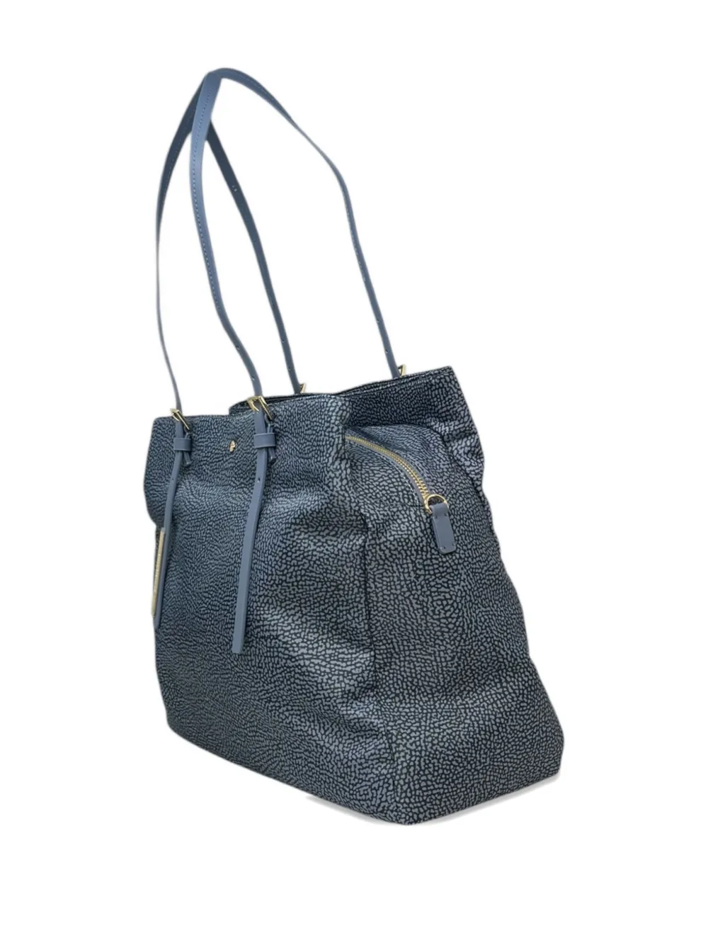 Borbonese Textured Shopping Shoulder Bag In Blue