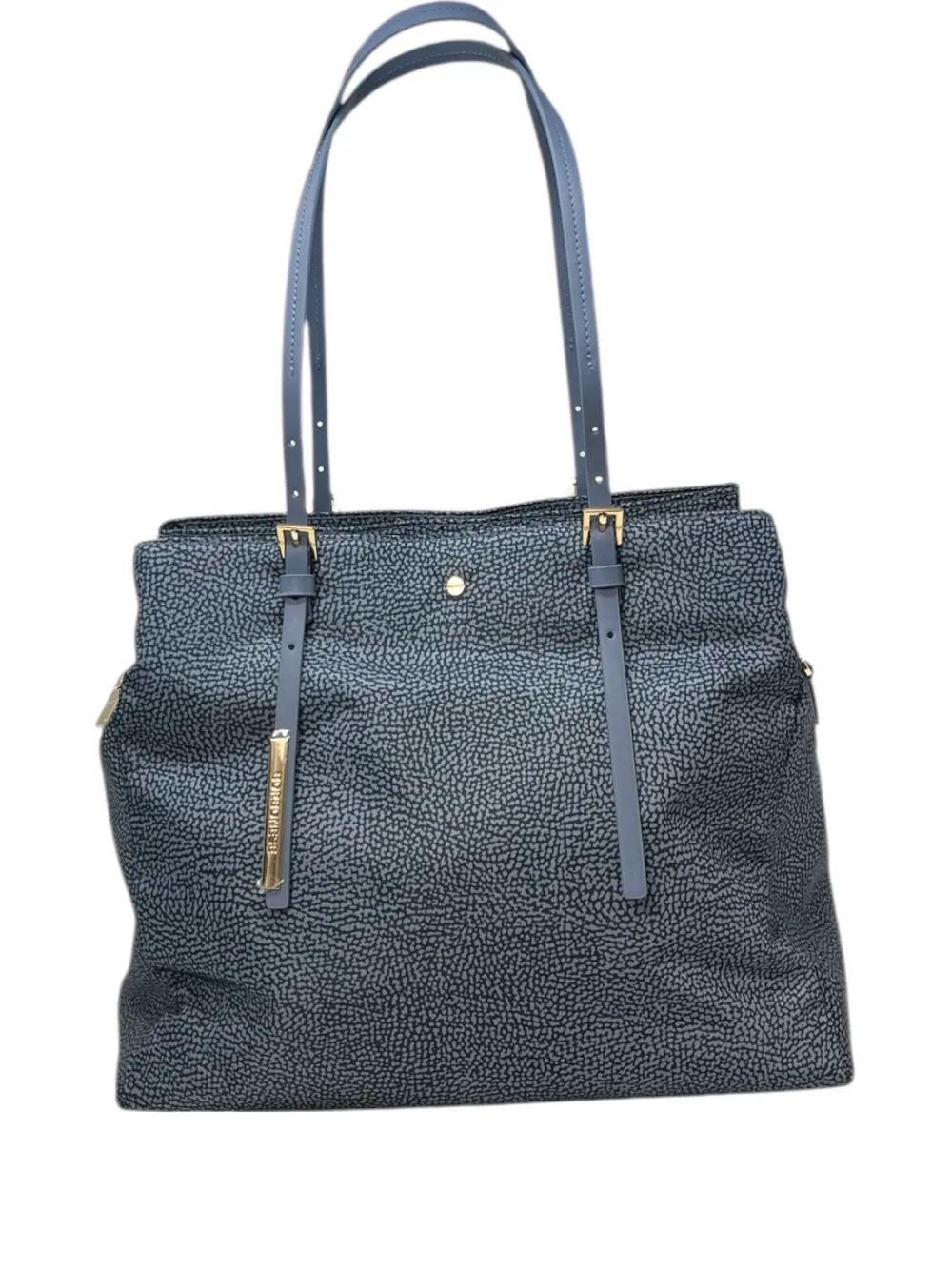 Borbonese Textured Shopping Shoulder Bag In Blue