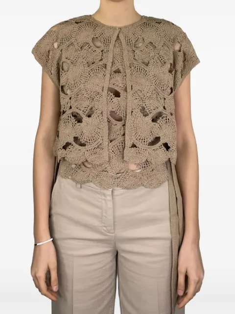 Kangra openwork-knit blouse