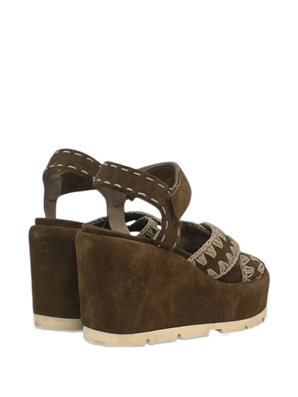 Mou Criss Cross Wedge Sandals In Brown