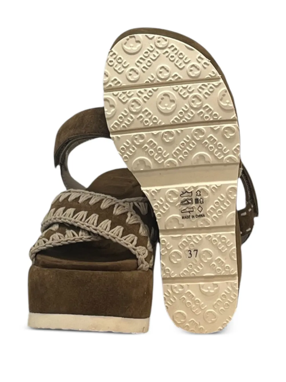 Mou Criss Cross sandalen met sleehak Bruin