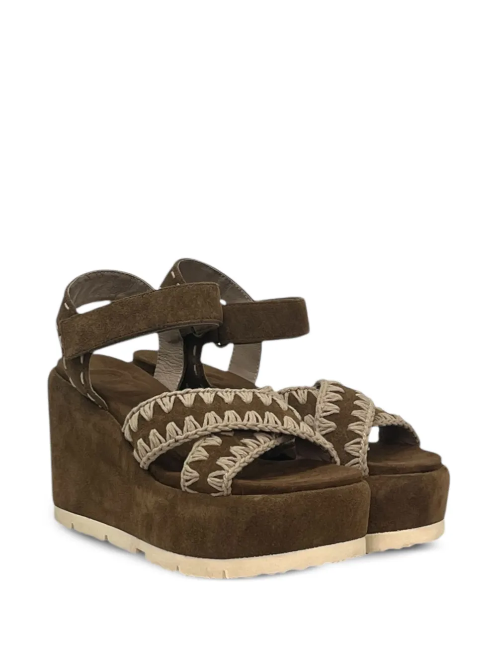 Mou Criss Cross sandalen met sleehak Bruin