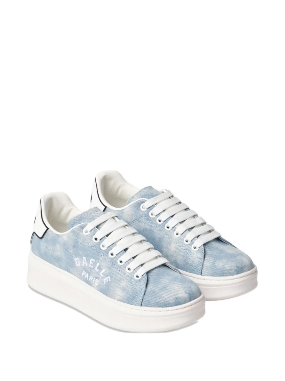 Gaelle logo-embroidery denim sneakers - Blauw
