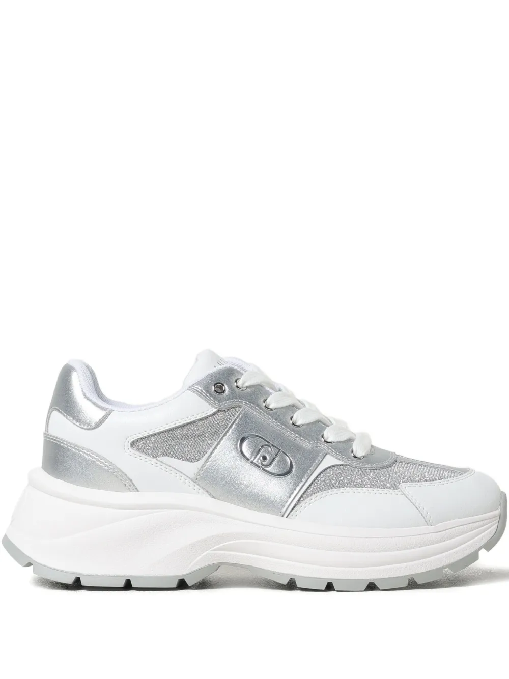 Liu •jo Glitter Panelled Sneakers In White