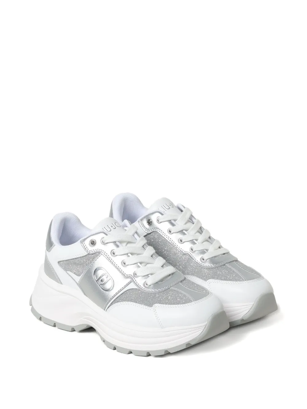 Liu •jo Glitter Panelled Sneakers In White