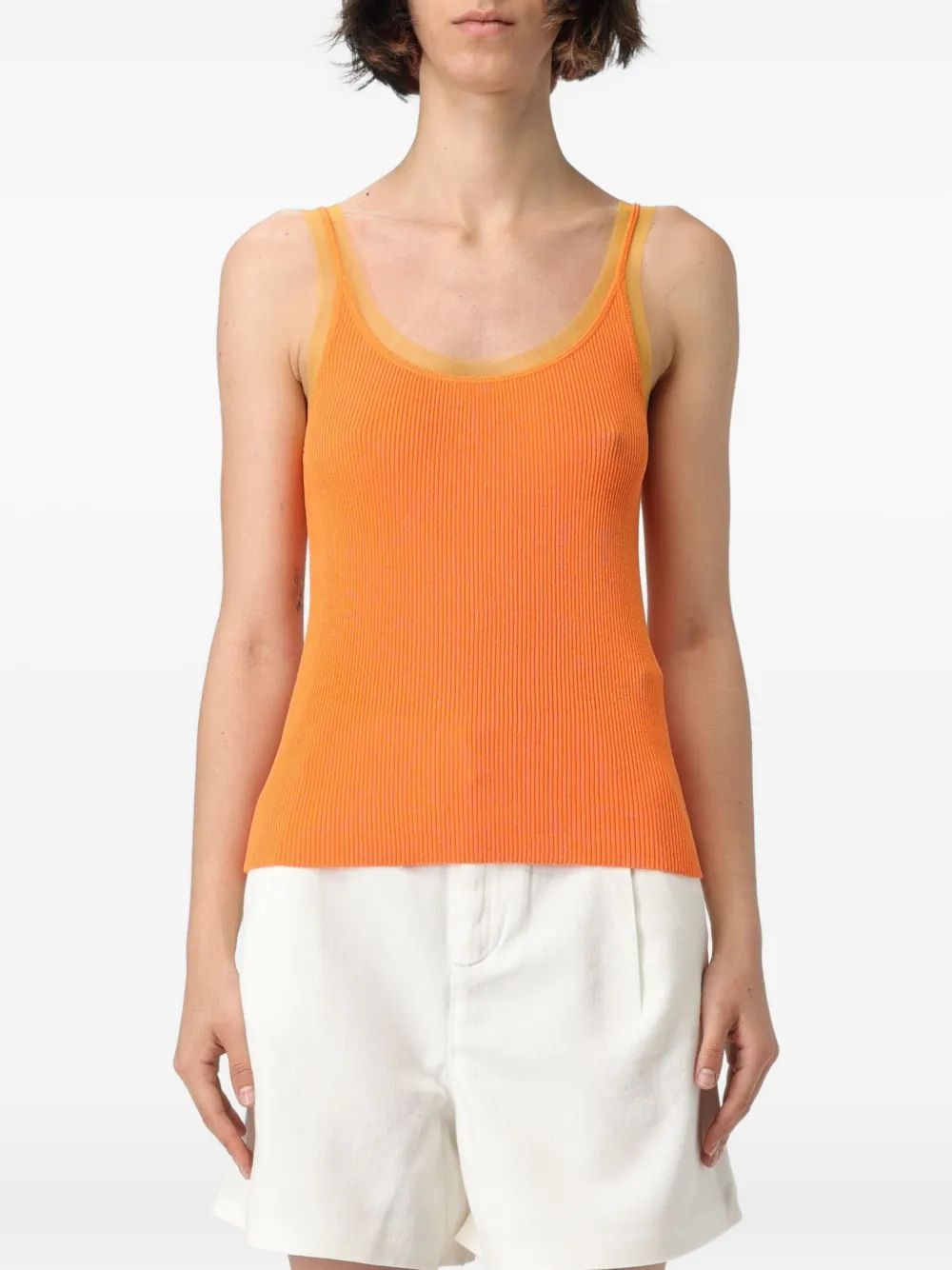 LIU JO camiseta tejida de canalé | naranja | Image 1