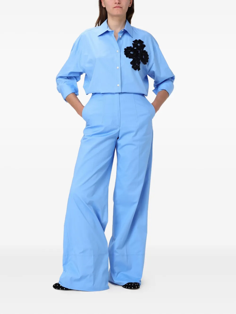 Msgm High-waisted Trousers In Blue
