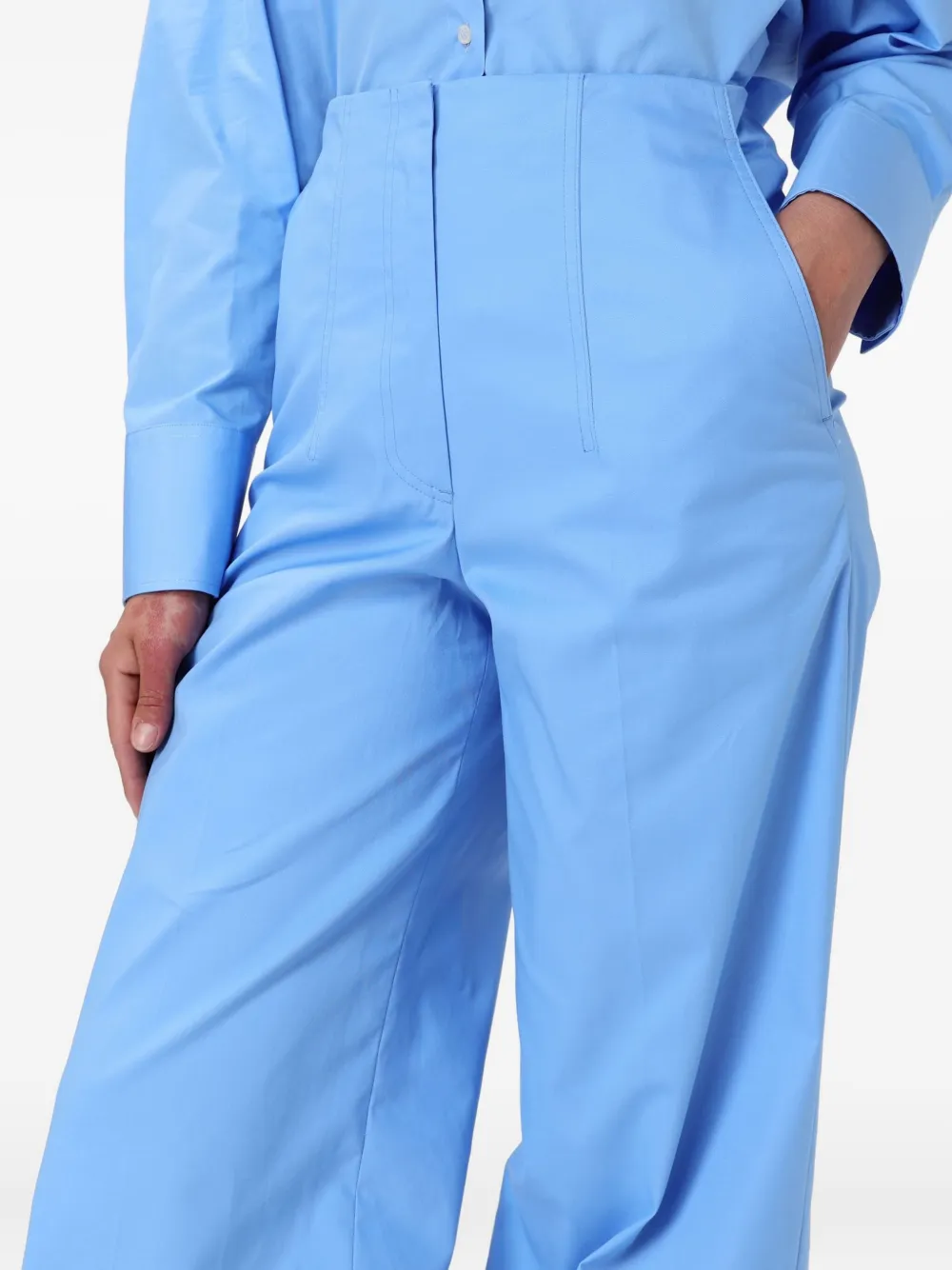 Msgm High-waisted Trousers In Blue