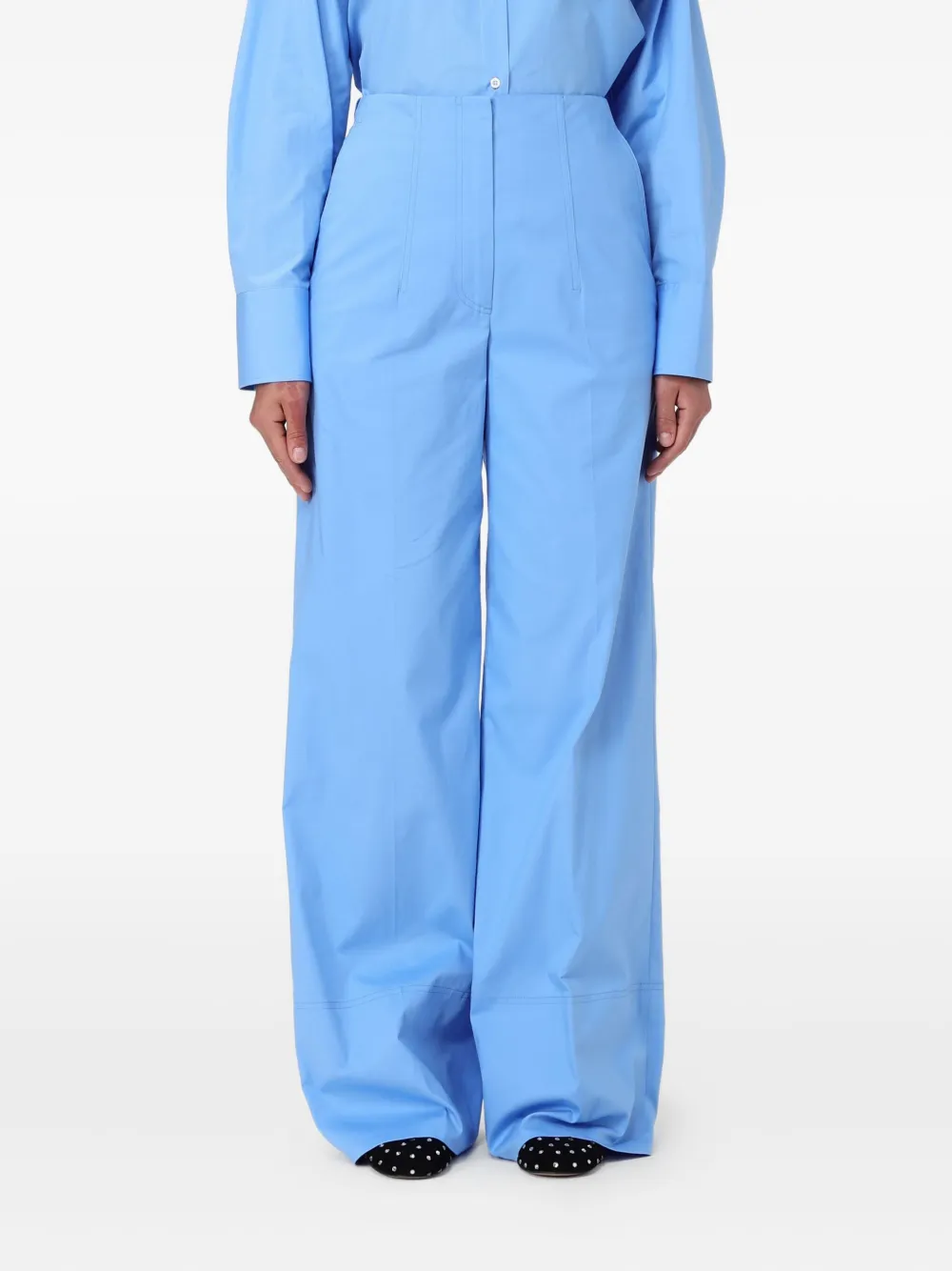 Msgm High-waisted Trousers In Blue