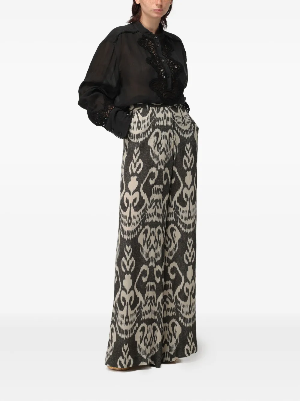 Bazar Deluxe lace-panel top - Zwart