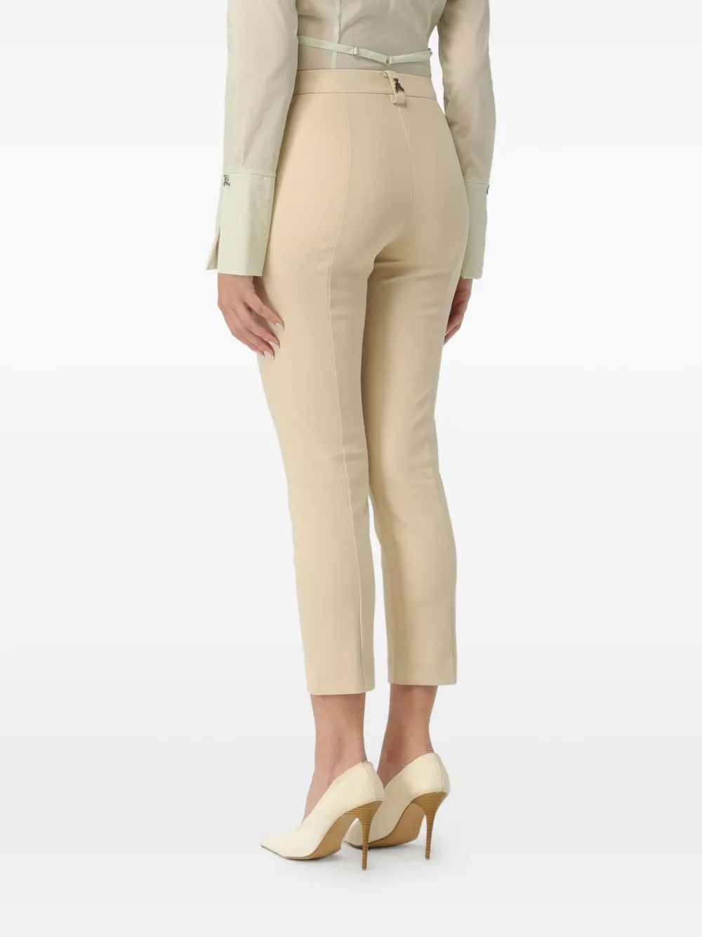 Patrizia Pepe Logo-plaque Cropped Tailored Trousers In Neutral